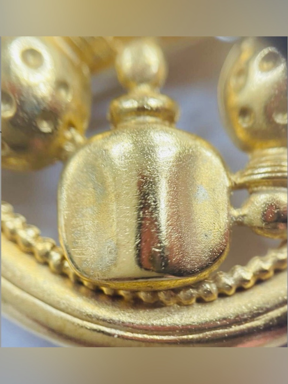 Vintage Christian Dior Gold Plated Oval Brooch with Perfume Bottles, Authentic - Picture 7 of 8